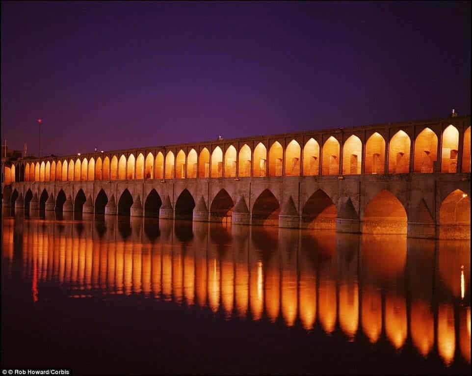 Si O Seh Pol Bridge At Night Isfahan Iran