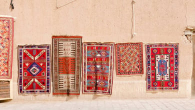 Carpet display in the old city of Yazd