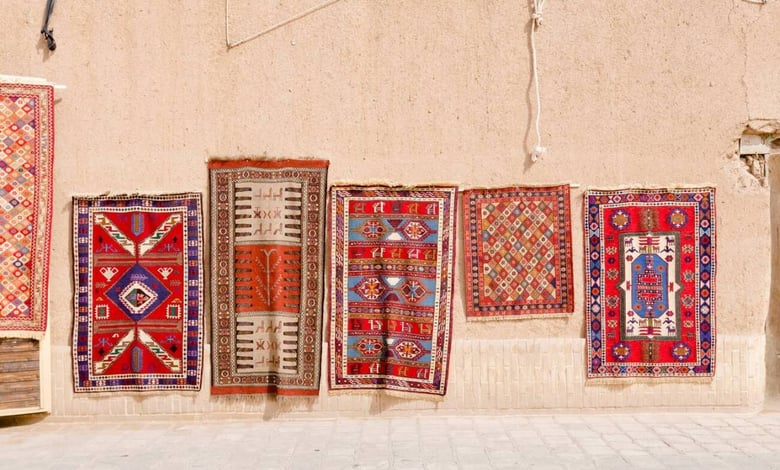 Carpet display in the old city of Yazd