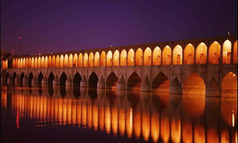 Si O Seh Pol Bridge At Night Isfahan Iran