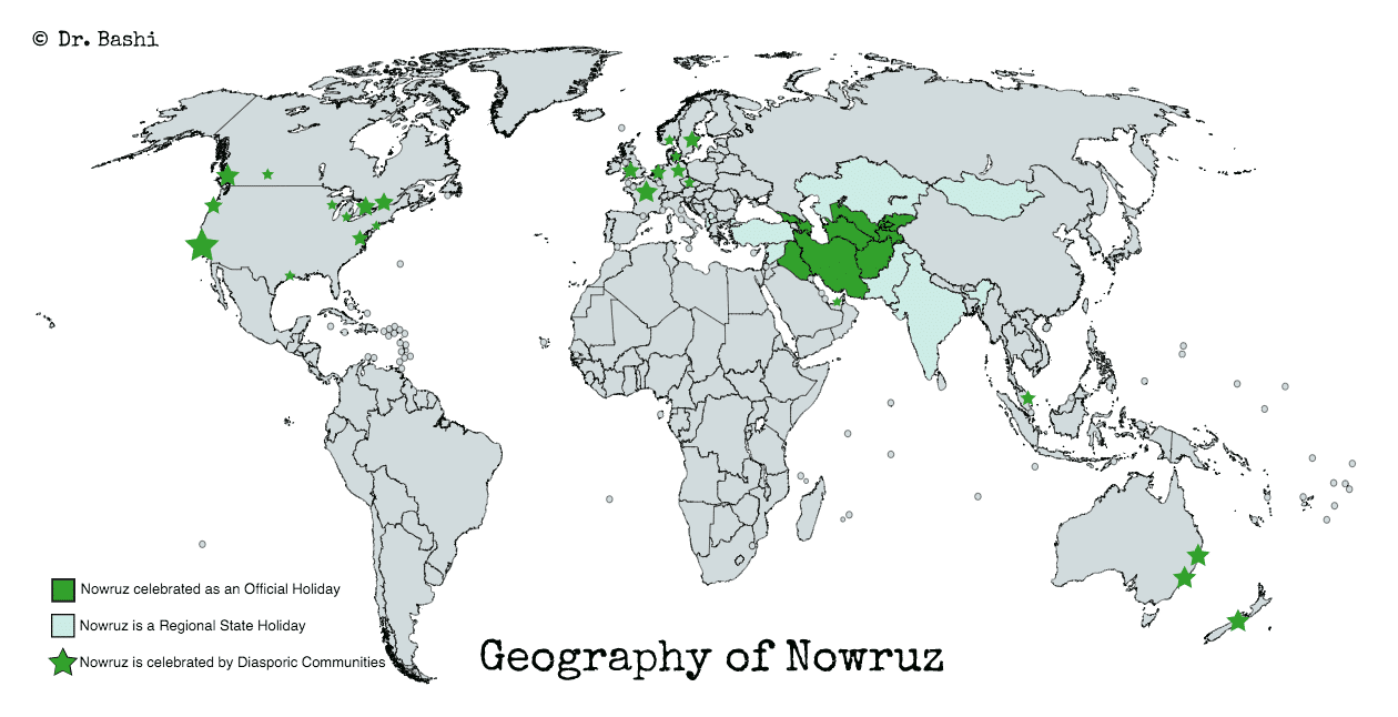 Nowruz Around The World Map