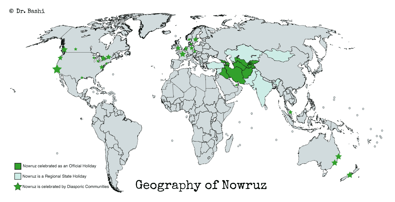 Nowruz Around The World Map Nowruz Around The World Map