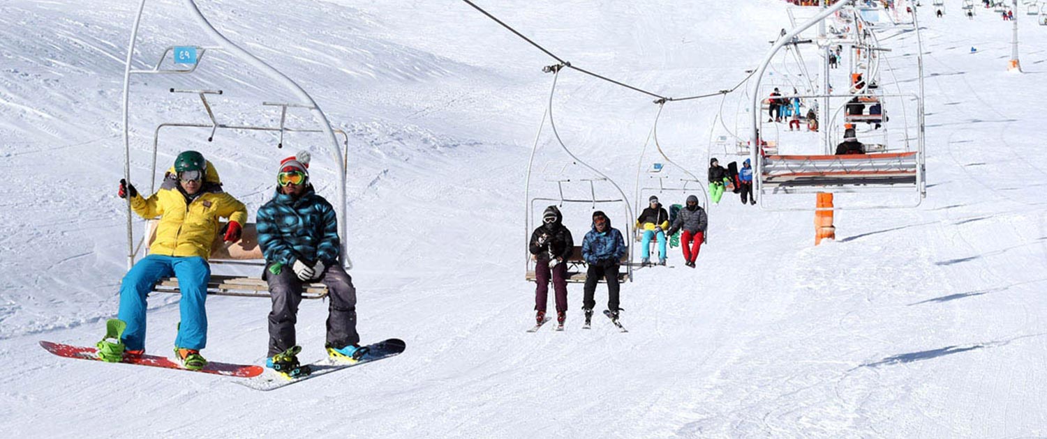 A group of people on ski lift