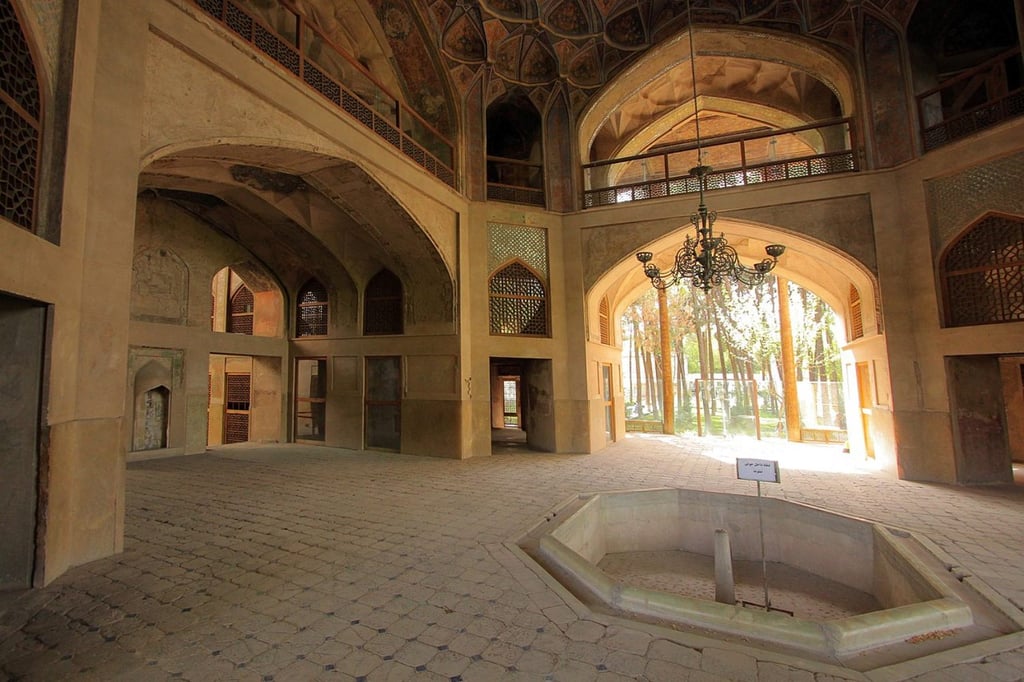 Beautiful Decorated Dome Of Hasht Behesht Palace , Esfahan Beautiful Decorated Dome Of Hasht Behesht Palace , Esfahan