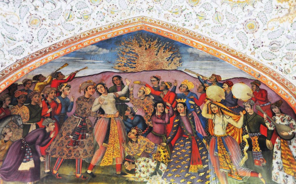 Painting Of Chaharshanbe Suri At Chehel Sotoun Painting Of Chaharshanbe Suri At Chehel Sotoun