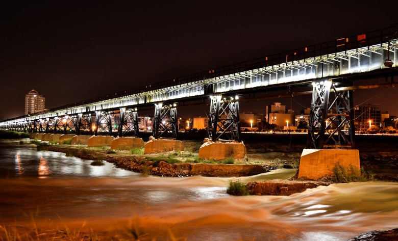 A View of Black Bridge at Night