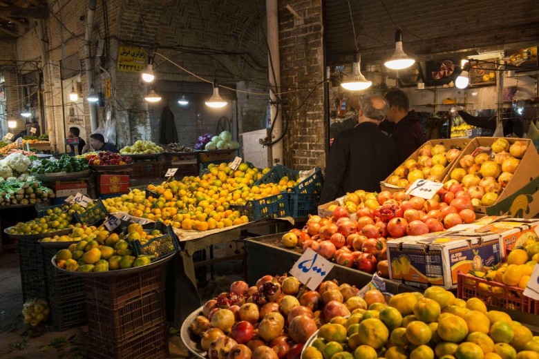 Fruit Stalls in the Bazaar of Zanjan, Iran