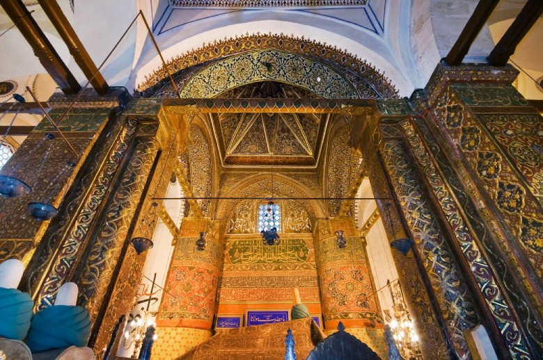 Interior of Turbe ( Tomb ) of Mevlana Celaleddin Rumi, Konya, Central Anatolia, Turkey