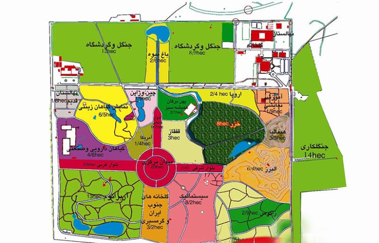 Map of Tehran Botanical Garden