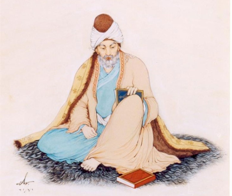 Rumi: A Luminary Of Persian Poetry 2 Painting Of Rumi By Hossein Behzad, Displayed At Sa&Amp;Apos;Dabad Complex