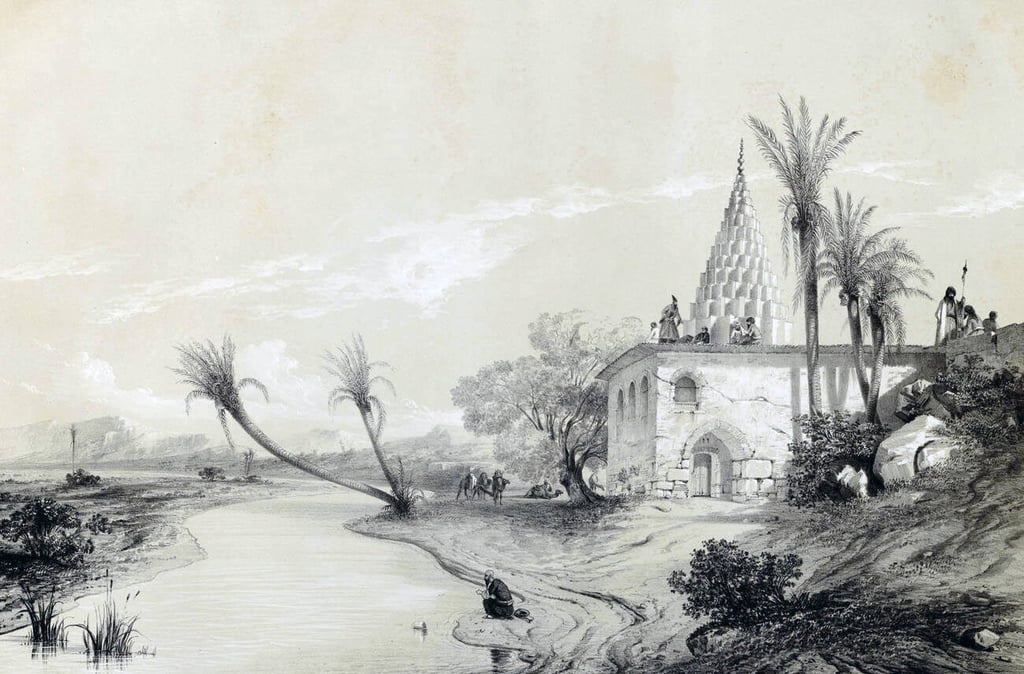 Tomb of Daniel in Susa, Iran, 1851. Artwork by Eugène Flandin