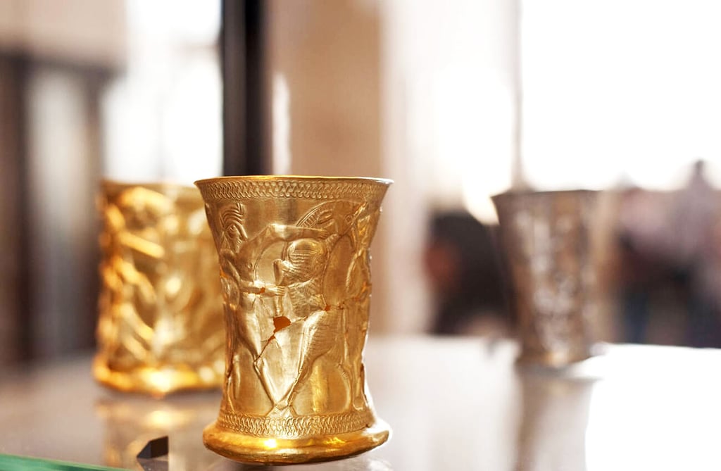 Iranian Mythology: A Rich Collection Of Gods, Heroes, And Epic Tales 2 Golden Vase Decorated With Mythological Scenes From Marlik Region, Northern Iran
