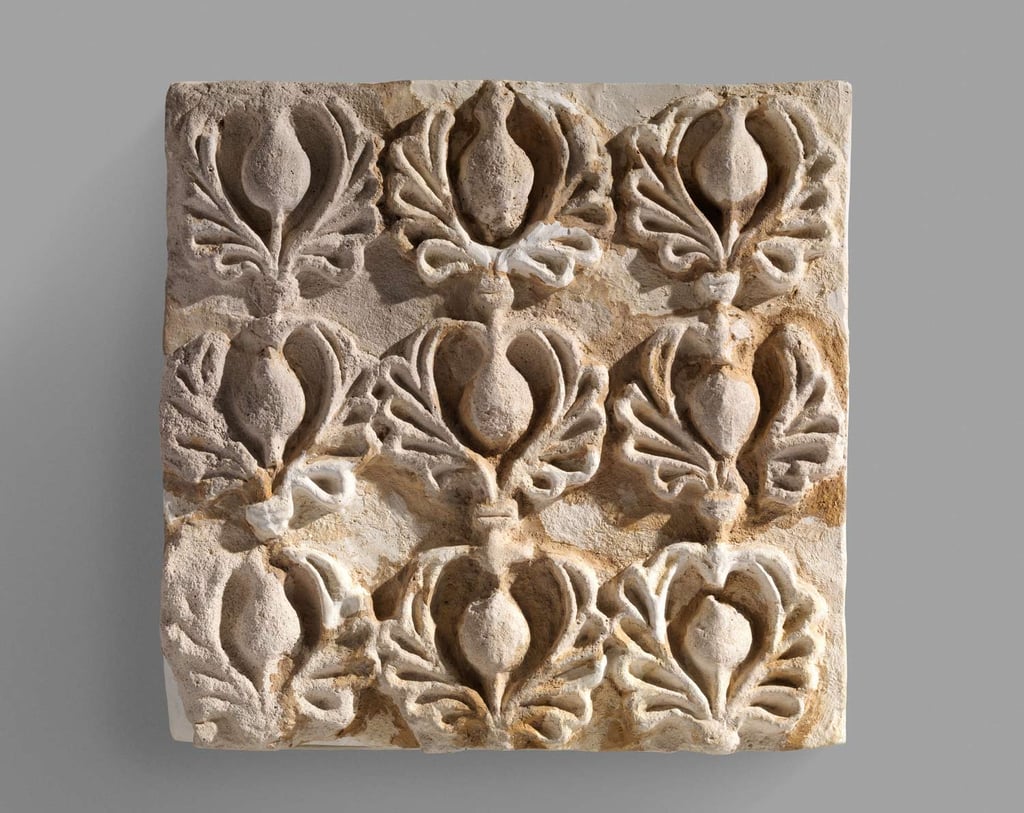 The Pomegranate In Iran: A Symbol Of Life, Faith, And Art 6 Stucco Wall Decoration With Pomegranate And Palmette Motifs, Sasanian Period, 6Th Century Ce.