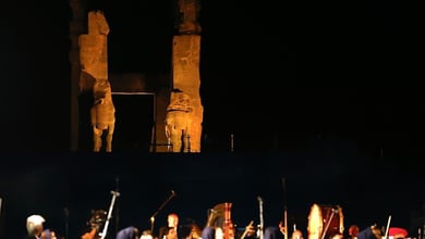 Armenian Philharmonic Concert At Persepolis: A Night Of Peace And Cultural Unity 22 Armenian Philharmonic Orchestra Performing Under The Ancient Columns Of Persepolis.