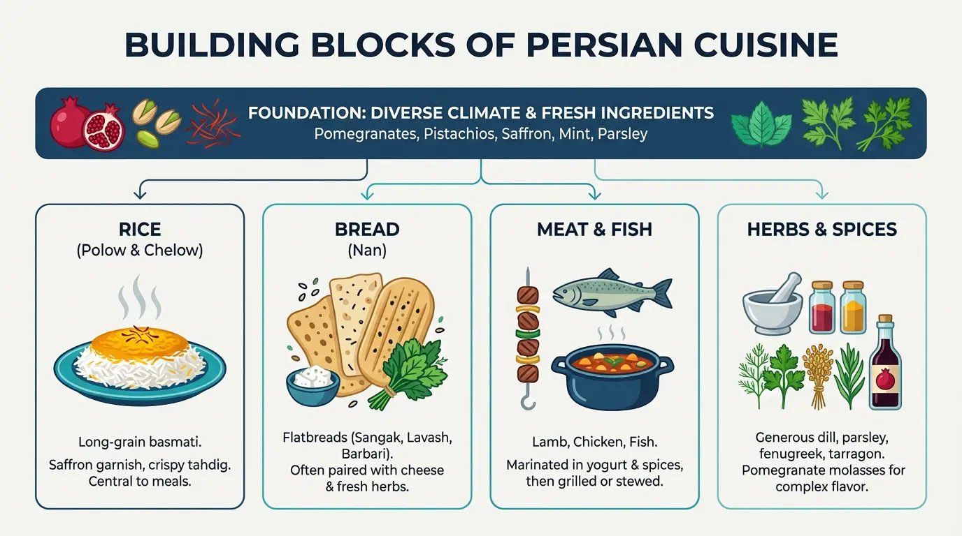 Persian Foods: Top 10 Iranian Dishes To Try 2 Building Blocks Of Persian Cuisine