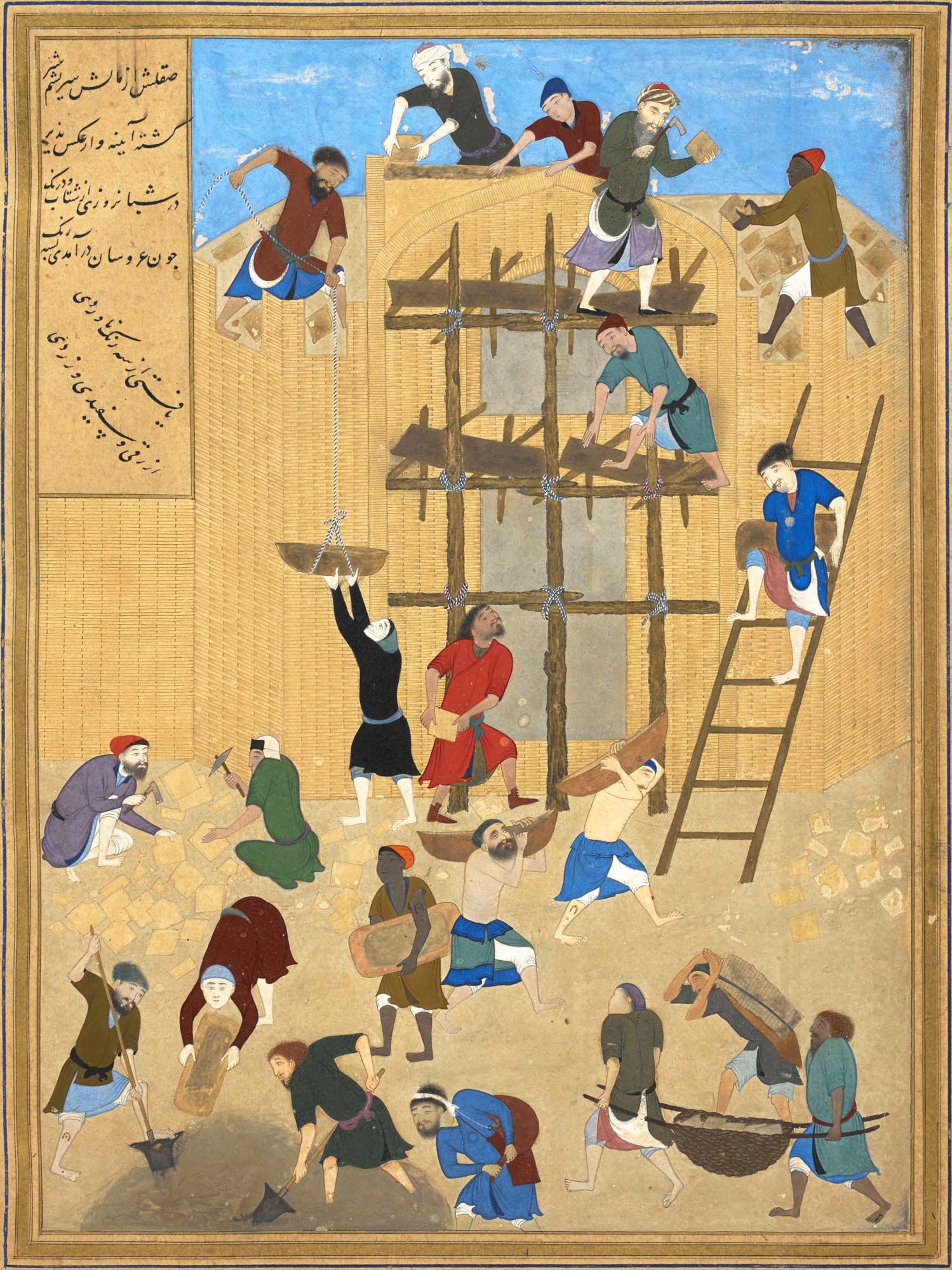 Persian Miniature: A Deep Dive Into The Artistic Heart Of Iranian Heritage 7 Building The Khornaq Palace, An Artwork By Master Kamal Al-Din Behzad, One Of The Pioneers Of The Herat School, 9Th Century Ah. Held In The British Library.