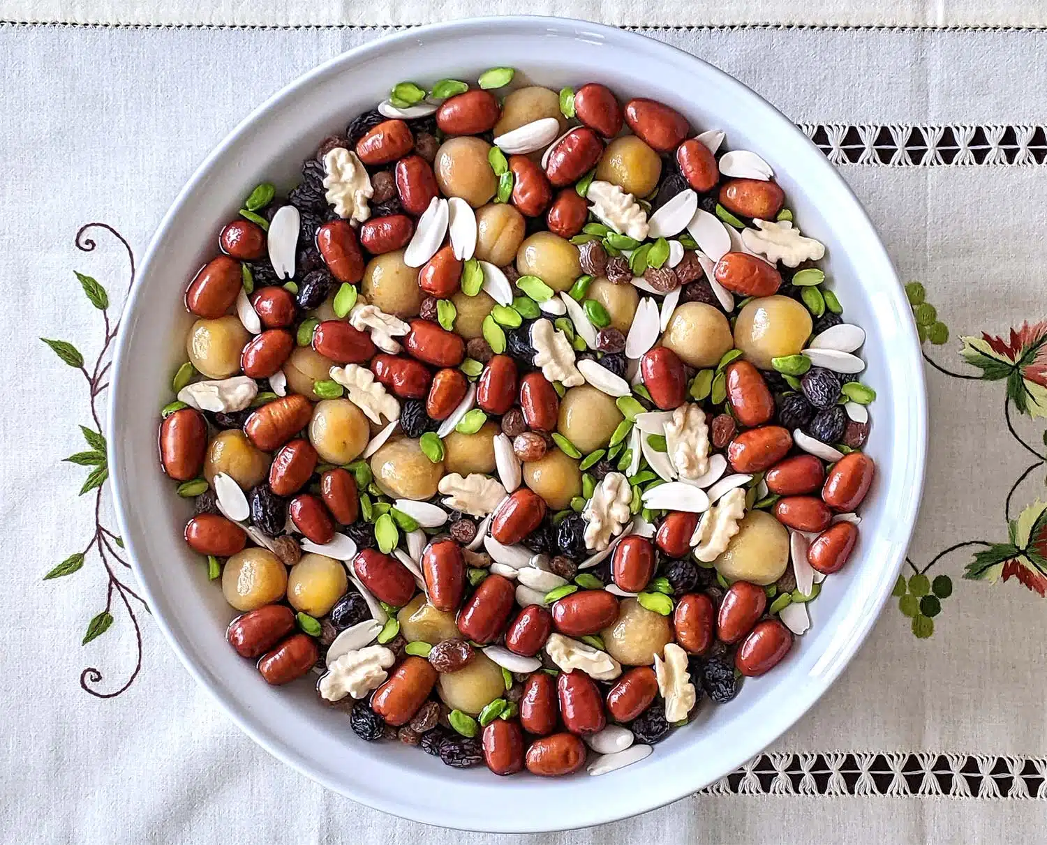 Haft Mewa is a traditional Afghan fruit salad that is usually served during Nowruz.