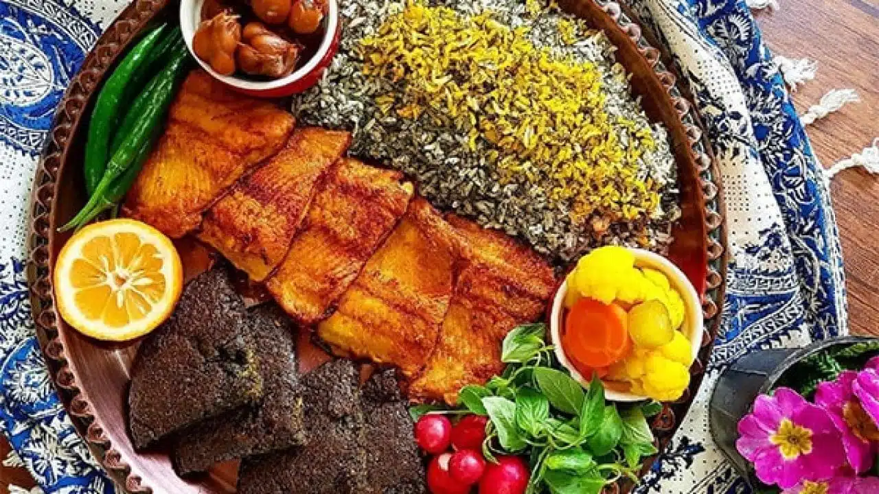 Colorful and delicious Nowruz dishes, including sabzi polo, mahi, and kookoo sabzi, are essential elements of the Iranian New Year celebration.