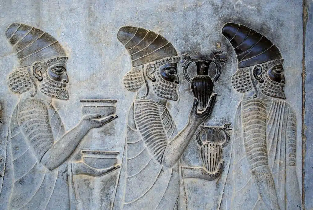 A bas-relief at the Apadana, Persepolis, depicting Armenians bringing their famous wine to the king