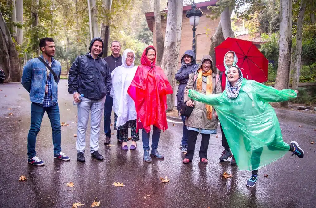 Tourists at Saadabad Palace, Tehran, during a spring day.