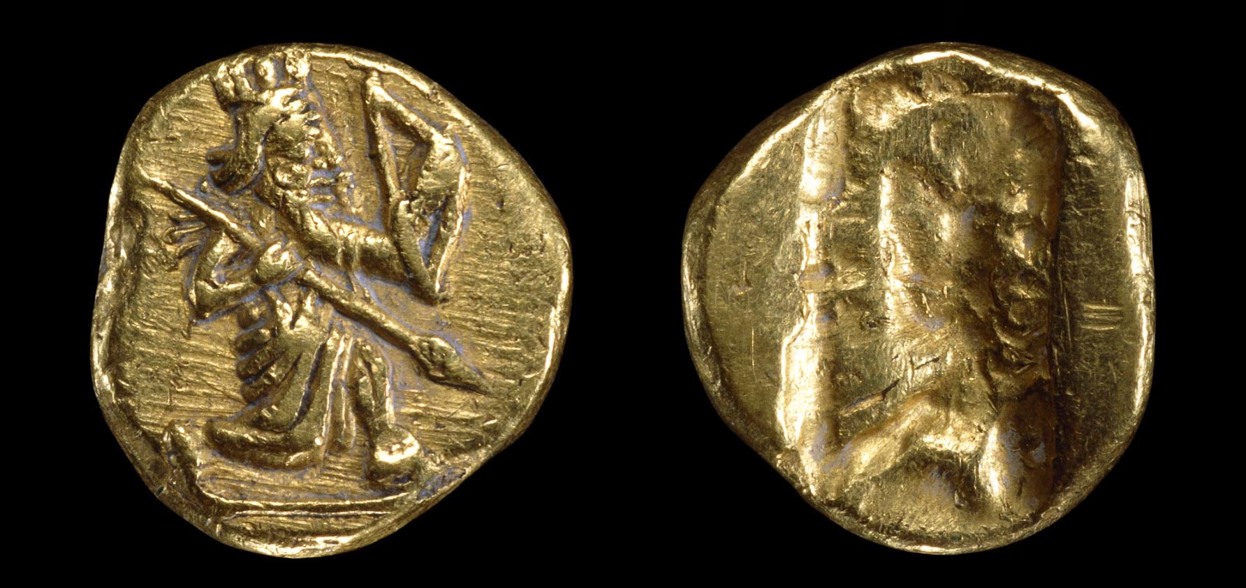 The Achaemenid Empire: Foundations Of Imperial Governance 6 Gold Daric Coin, 500–400 B.c. This Achaemenid Gold Daric, Minted In Lydia, Reflects The Influence Of Persian Expansion Into Western Asia. Introduced After Cyrus The Great’s Conquests And Popularized Under Darius I (521–486 B.c.), The Coin Features An Archer Symbolizing The Persian King. These Coins Became A Key Currency Across The Empire, Persisting Until Alexander The Great’s Conquest In The Late 4Th Century B.c.
