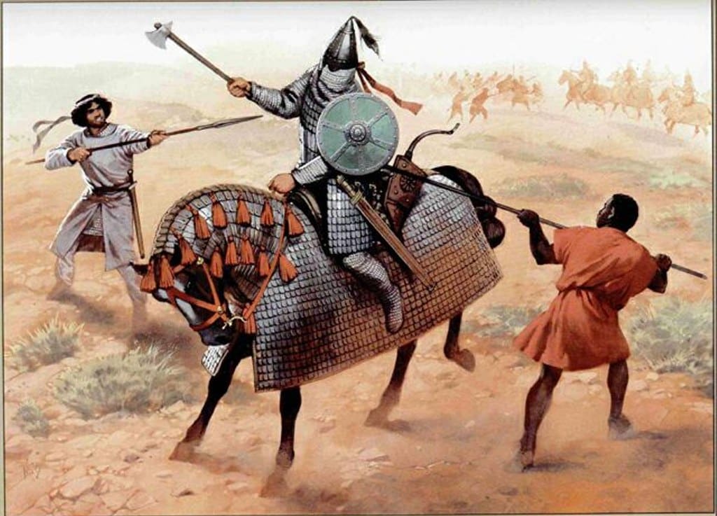 The Islamic Conquest Of Persia: A Turning Point In History 4 An Illustration By Angus Mcbride Depicting Lightly Armed Muslim Peasant Warriors Overpowering A Heavily Armored Sassanid Persian Cavalryman In The Mesopotamian Desert During The 7Th-Century Muslim Conquest Of Persia.