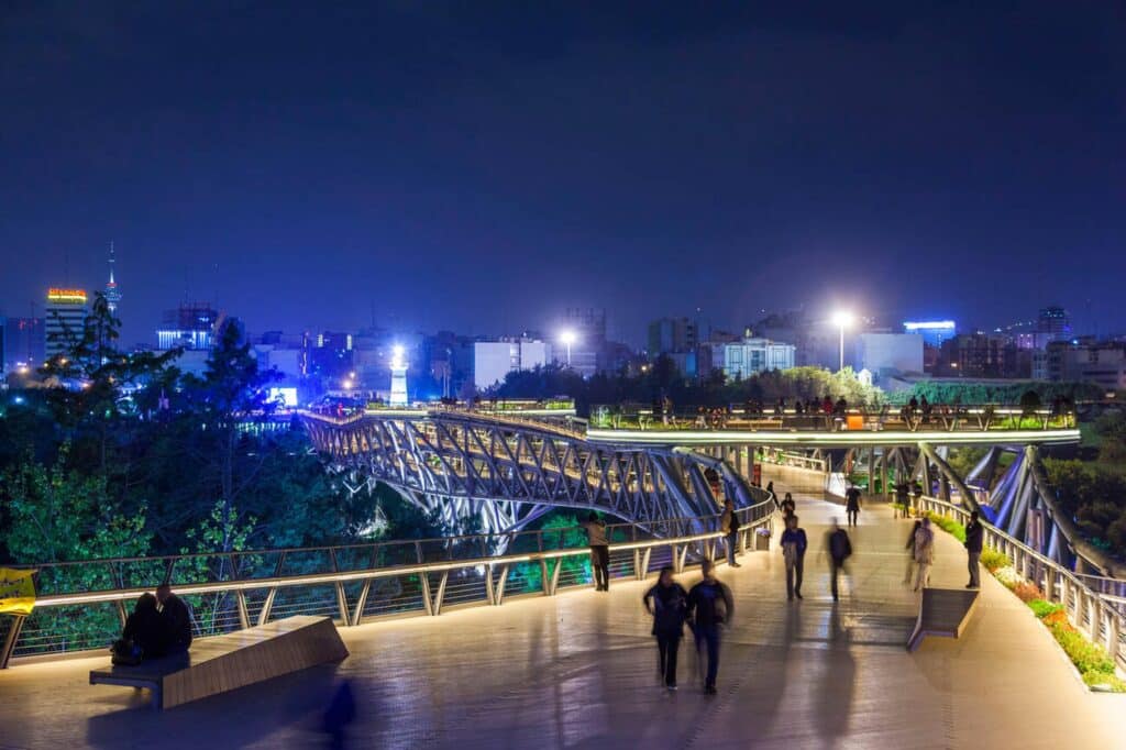 Tehran City Skyline From Pole E Tabiat Nature Bridge