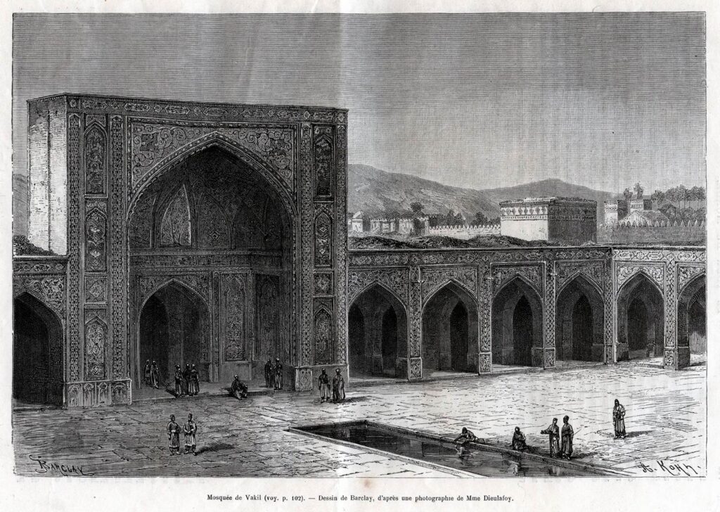 Unearthing The City Of Lilies: The Dieulafoys’ Persian Legacy 5 Jane Dieulafoy At The Vakil Mosque, Shiraz, Persia, 1881 - Engraving Based On A Photograph By Jane Dieulafoy (1851-1916). This Image, Featured In Le Tour Du Monde (1881-82), Captures Dieulafoy’s Exploration Of Persia.