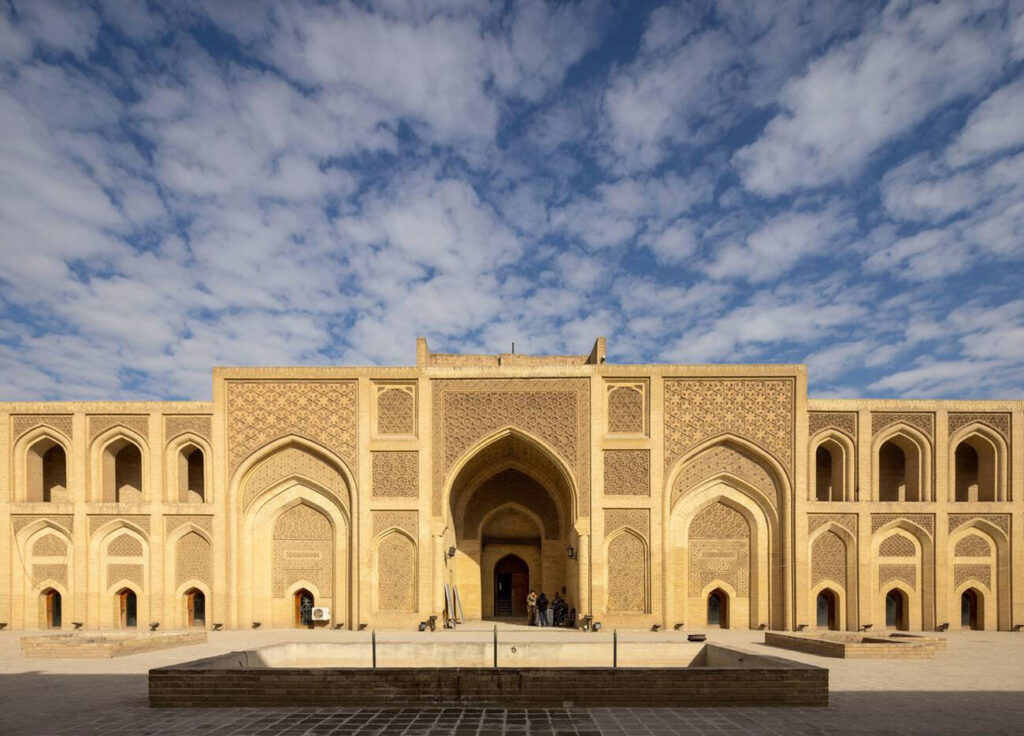 Behold The Timeless Serenity Of The Mustansiriya Madrasa’s Inner Courtyard, A Masterpiece Of Abbasid Architecture Crafted In 1227 Ce, Where The Whispers Of Ancient Scholars Still Echo Through The Hallowed Halls Of Baghdad, Iraq.