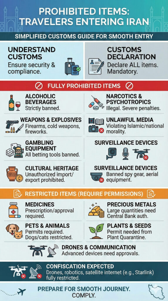 Prohibited And Restricted Items For Travelers Entering Iran