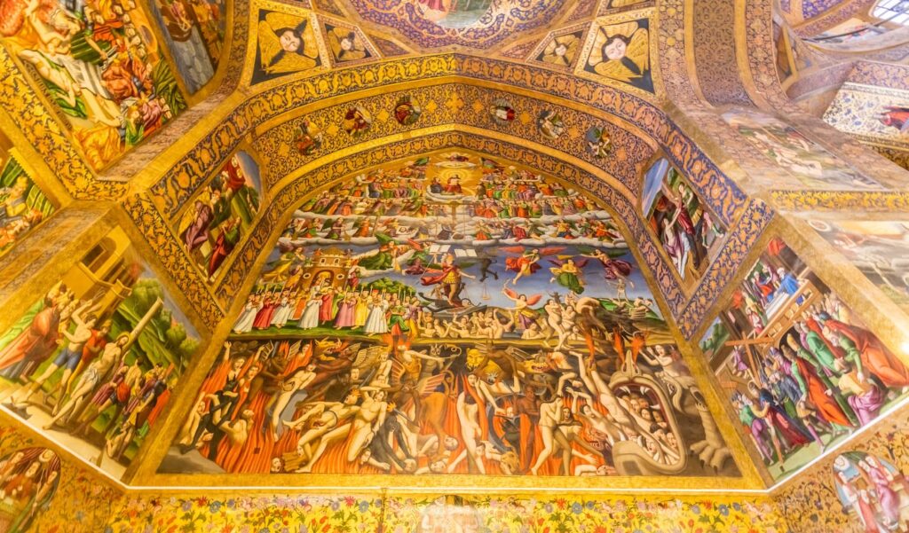 An Expansive Fresco Cycle Depicting Heaven, Earth, And Hell Across The Interior Vaults Of Holy Savior Cathedral (Vank Cathedral) In New Julfa, Isfahan. 